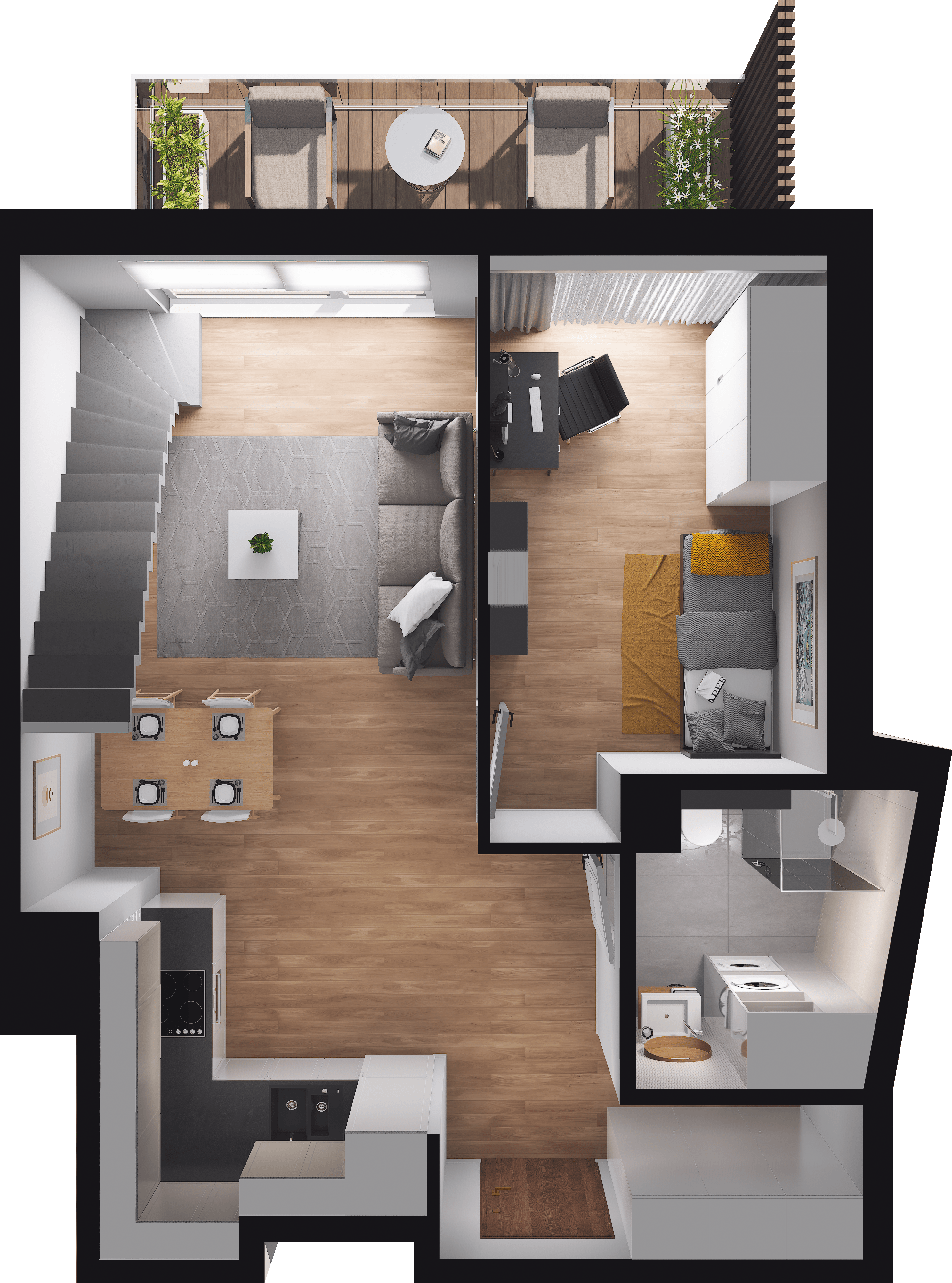 Rzut apartamentu D.2.20 — poziom 0