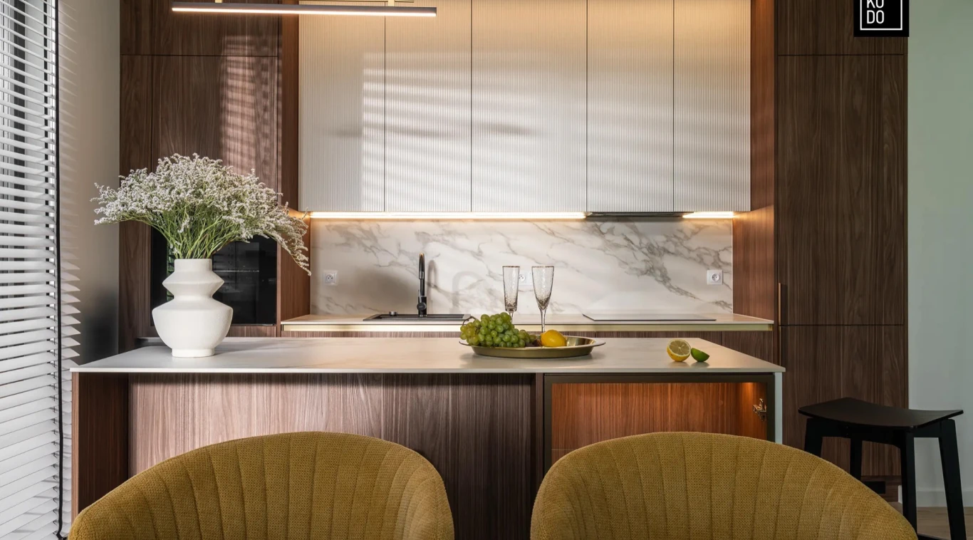 Urządzona kuchnia z detalami w Odea Park, Gdańsk Główny