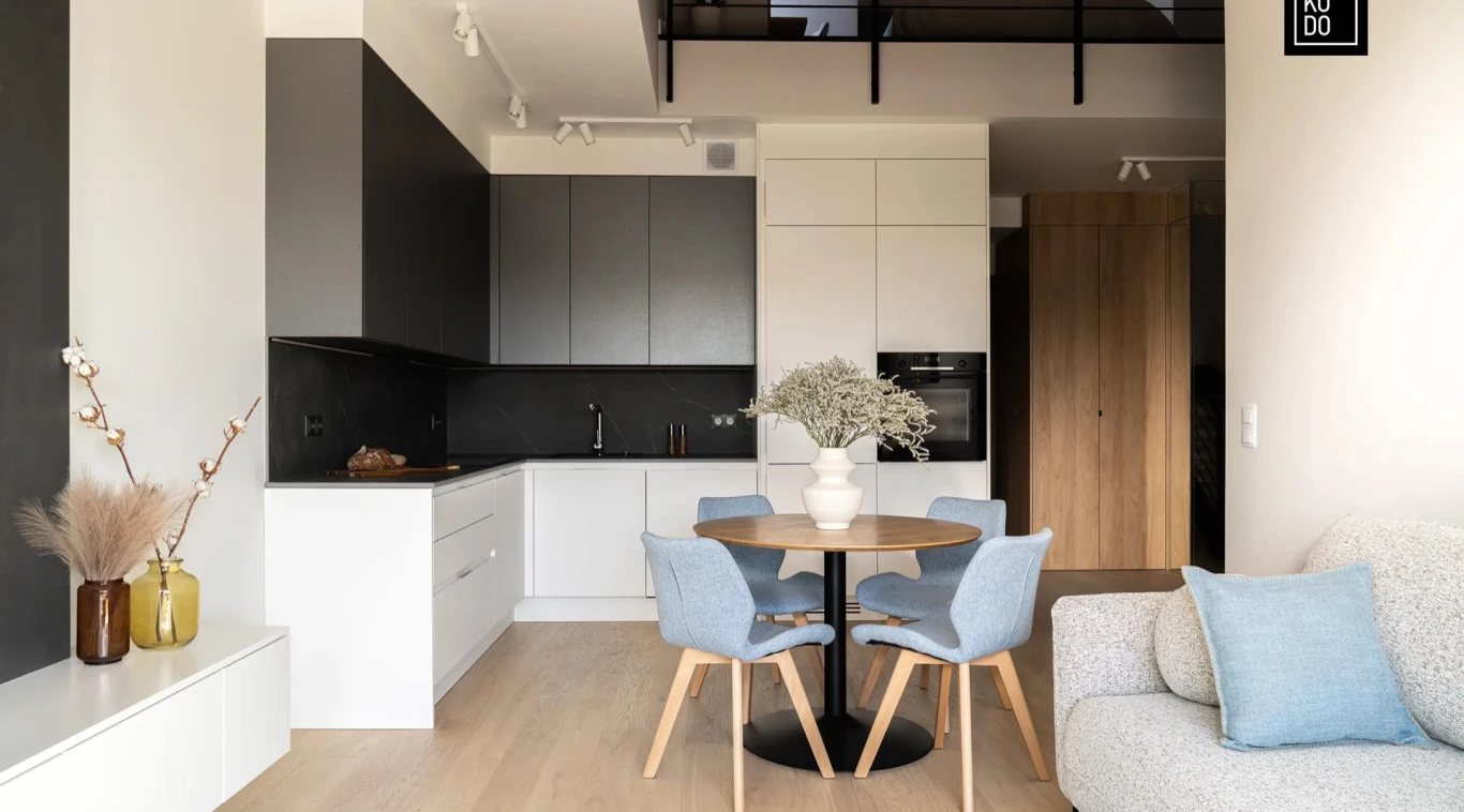 Salon z kuchnią w mieszkaniach Odea Park w Gdańsku Siedlce