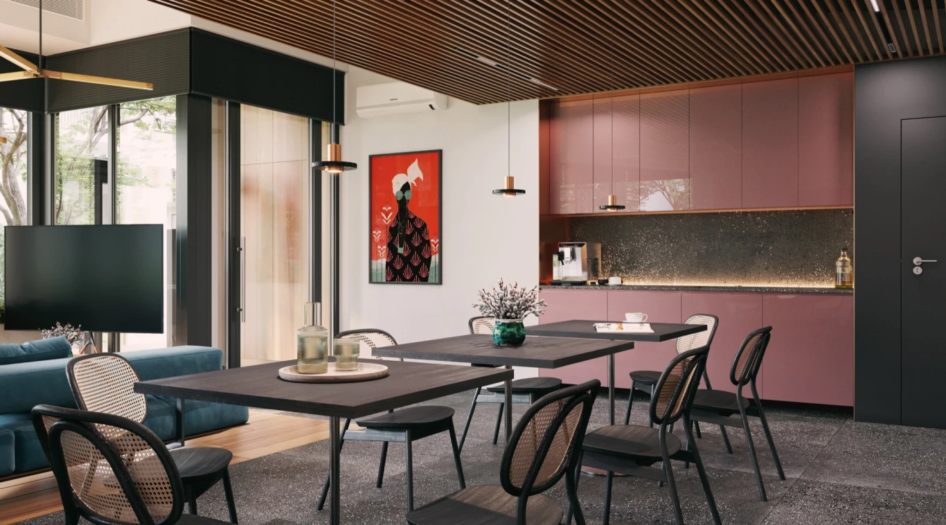 Strefa do pracy zdalnej Odea Park ze stołami